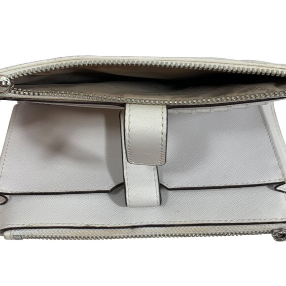 Michael Kors Peyton White Quilted Leather Wristlet Bifold Wallet Phone Case - Picture 8 of 15